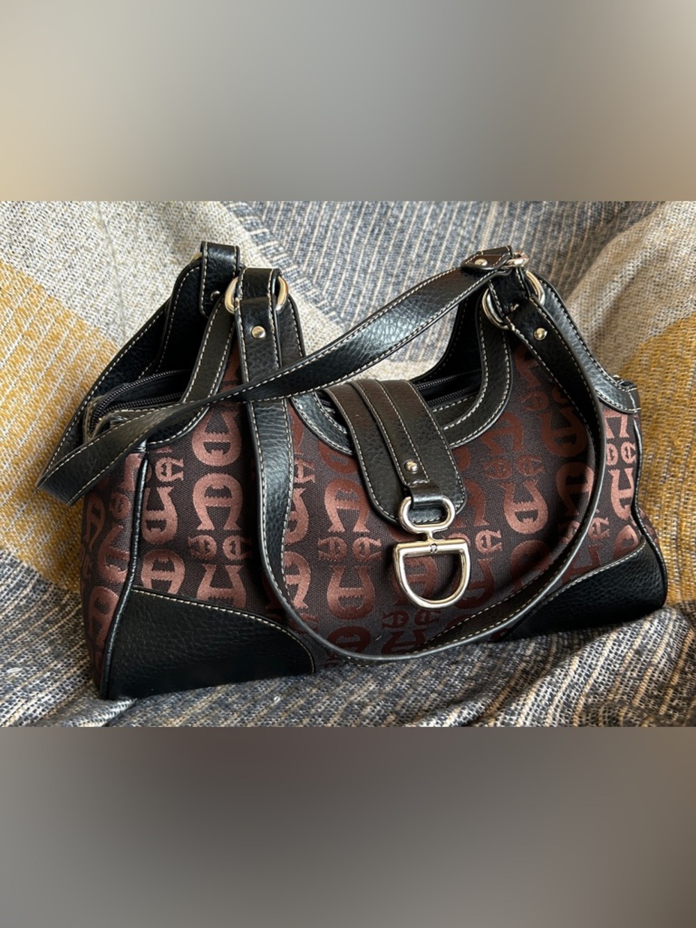 Etienne Aigner Canvas Signature Logo Satchel